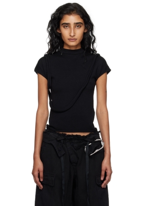 Ottolinger Black Deconstructed Knit T-shirt