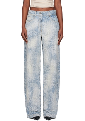 Palm Angels Blue Palms Jacquard Loose Jeans