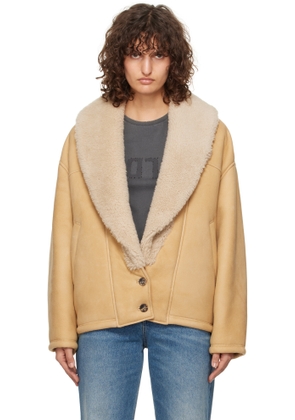 Golden Goose Tan Shawl Collar Shearling Jacket
