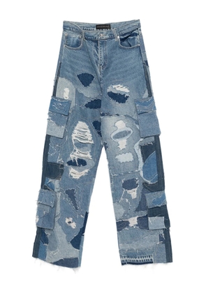 Who Decides War ripped patchwork cargo jeans - Blue