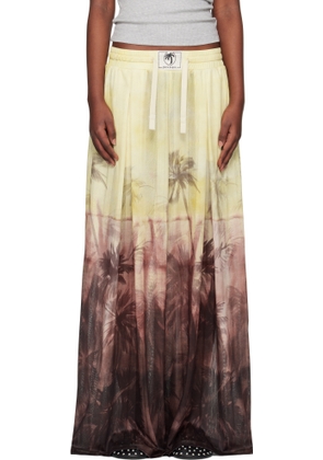 Palm Angels Yellow & Brown Sunset Palms Mesh Trousers