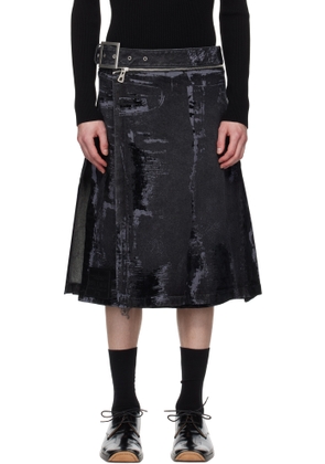 Jean Paul Gaultier Black 'The Flocked' Denim Skirt