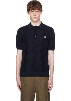 Fred Perry Navy Cable Knitted Polo