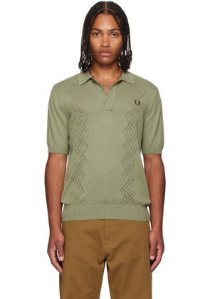 Fred Perry Green Pointelle Knitted Polo