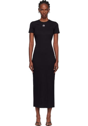 Marine Serre Black Moon Logo Ribbed Jersey Tube Maxi Dress