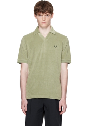 Fred Perry Khaki Open Collar Towelling Polo