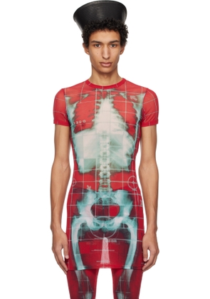 Jean Paul Gaultier SSENSE Exclusive Red & Blue Squeletor Mini Dress T-shirt