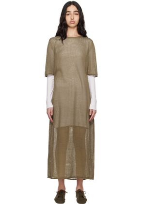 Lauren Manoogian Khaki Pointelle Maxi Dress