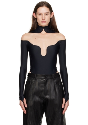 Mugler Black Wavy Bodysuit
