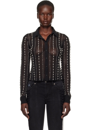 Versace Jeans Couture Black Embellished Shirt
