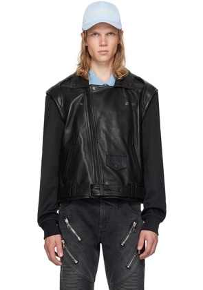 Balmain Black Belted Leather Jacket