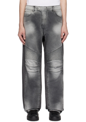Balmain Gray Loose-Fit Biker Jeans