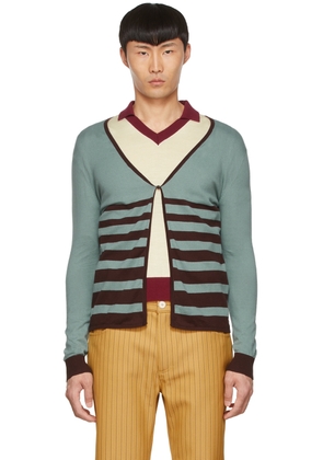 Lukhanyo Mdingi Blue Cotton Cardigan