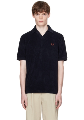 Fred Perry Navy Open Collar Towelling Polo