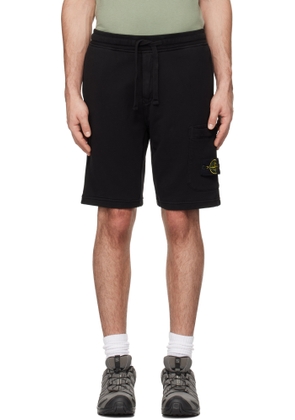 Stone Island Black Organic Cotton Fleece Shorts