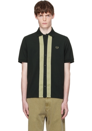 Fred Perry Green Chenille Tape Button Through Polo Shirt