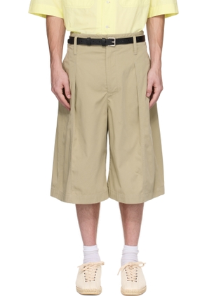 LEMAIRE Khaki Maxi Pleated Bermuda Shorts