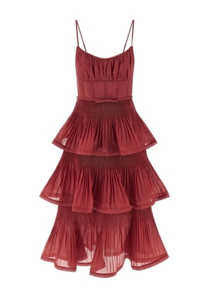 ZIMMERMANN pleated tiered midi dress