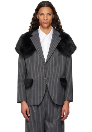 Simone Rocha Gray Pinstripe Classic Blazer