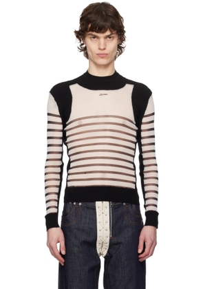 Jean Paul Gaultier White & Black 'The Bi-Material Marinière' Sweater