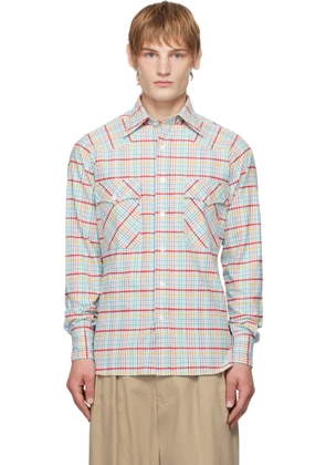 Drake's Multicolor Brushed Tablecloth Check Cotton Two-Pocket Work Shirt