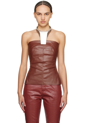 Rick Owens Burgundy Coated Denim Tube Top