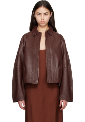 St. Agni Brown Cocoon Leather Jacket