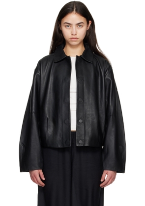 St. Agni Black Cocoon Leather Jacket