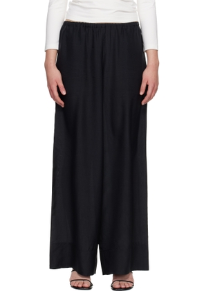 St. Agni Black Silk Grid Relaxed Trousers