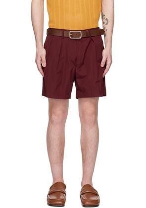 Dries Van Noten Burgundy Cinch Shorts