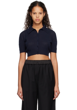 System Navy Cropped Cardigan