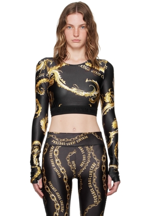 Versace Jeans Couture Black & Gold Chromo Couture Long Sleeve T-Shirt