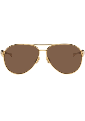 Bottega Veneta Gold Sardine Aviator Sunglasses