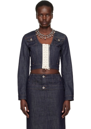 Jean Paul Gaultier Blue 'The Contrasting Lace-Up' Denim Jacket