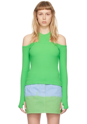 MSGM Green Cutout Long Sleeve T-Shirt