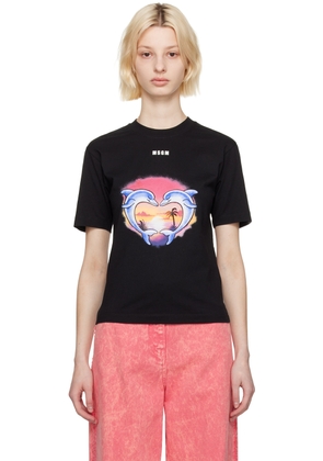 MSGM Black Crewneck T-Shirt