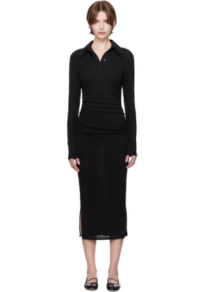 Nanushka Black Verity Mesh Jersey Shirt Midi Dress