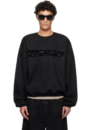 Fear of God ESSENTIALS Black Holiday Modern Crewneck Faux-Suede Sweatshirt