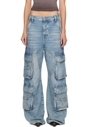 Diesel Blue Relaxed 1996 D-Sire Denim Cargo Pants