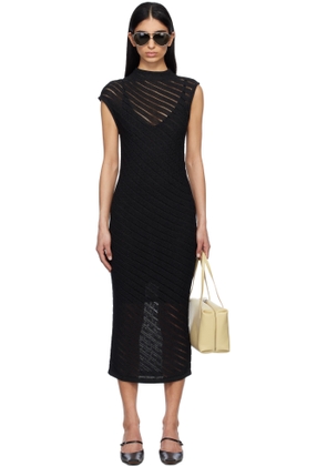 Calvin Klein Black Textured Viscose Maxi Dress