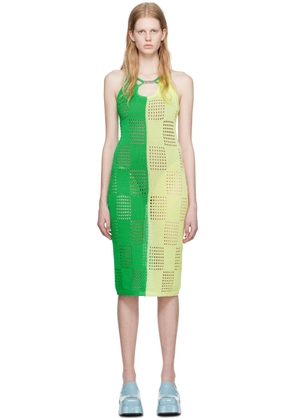 Andersson Bell Green & Yellow Keira Midi Dress