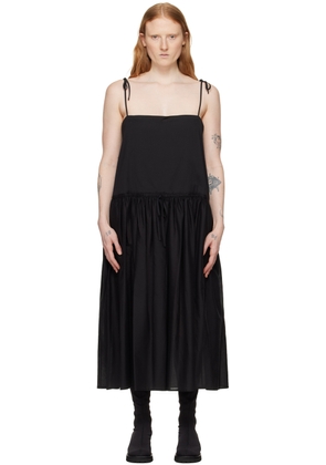 AMOMENTO Black Shirred Maxi Dress