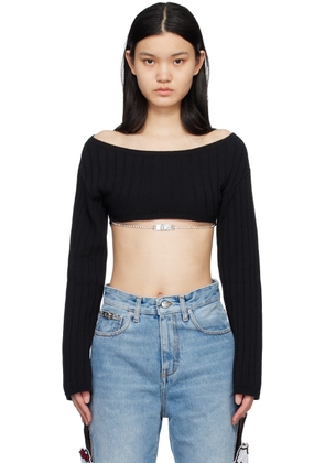 GCDS Black Crystal Chain Sweater