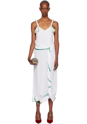 JW Anderson White Tassel Strap Twisted Midi Dress