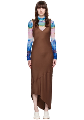 JW Anderson Brown V-Neck Midi Dress