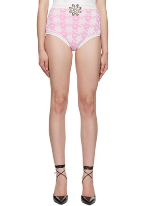 AREA Pink & Off-White Mussel Flower Hot Shorts