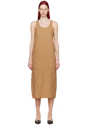 AURALEE Brown Wrinkled Midi Dress