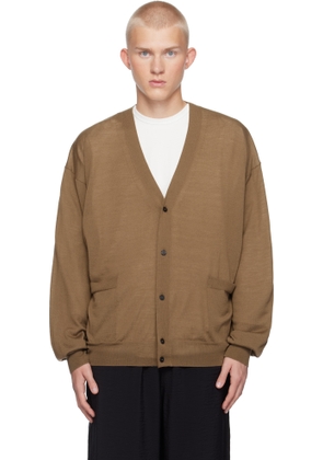 YLÈVE Brown Superfine 120's Biella Yarn Knit Cardigan