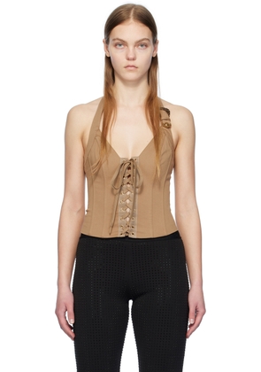 Versace Jeans Couture Tan Lace-Up Camisole