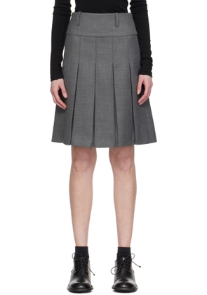 Fax Copy Express Gray Pleated Midi Skirt